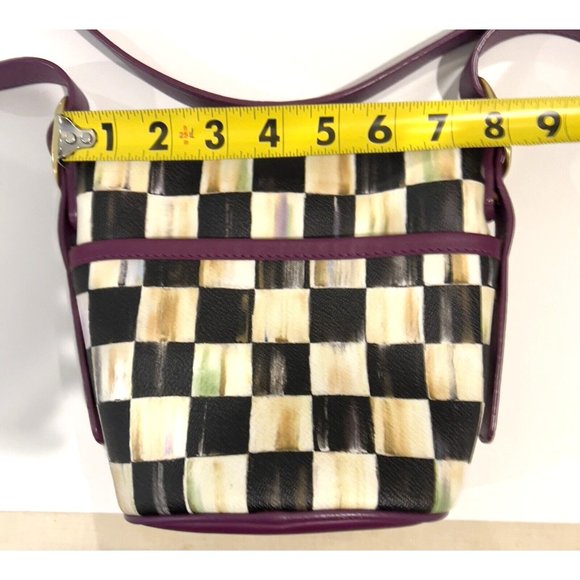 MacKenzie-Childs Purple and Black Checkered Crossbody Bag - Picture 10 of 13